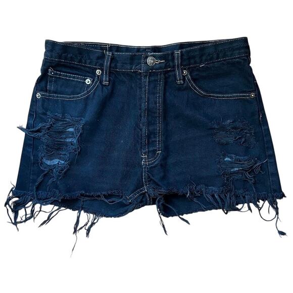 Levi's Black Denim High Waisted Cut Off Jean Shorts - Picture 3 of 9